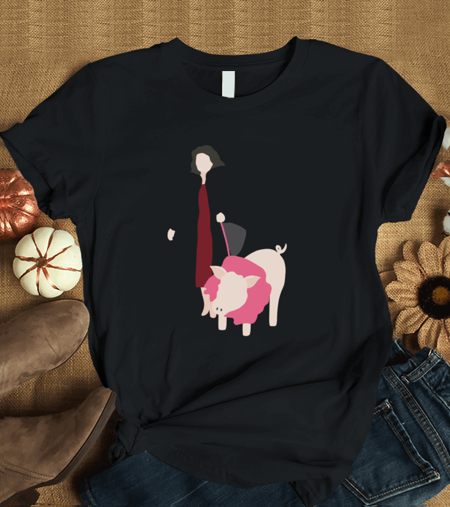 Suzanne Walking Pet Pig on Leash T-Shirt