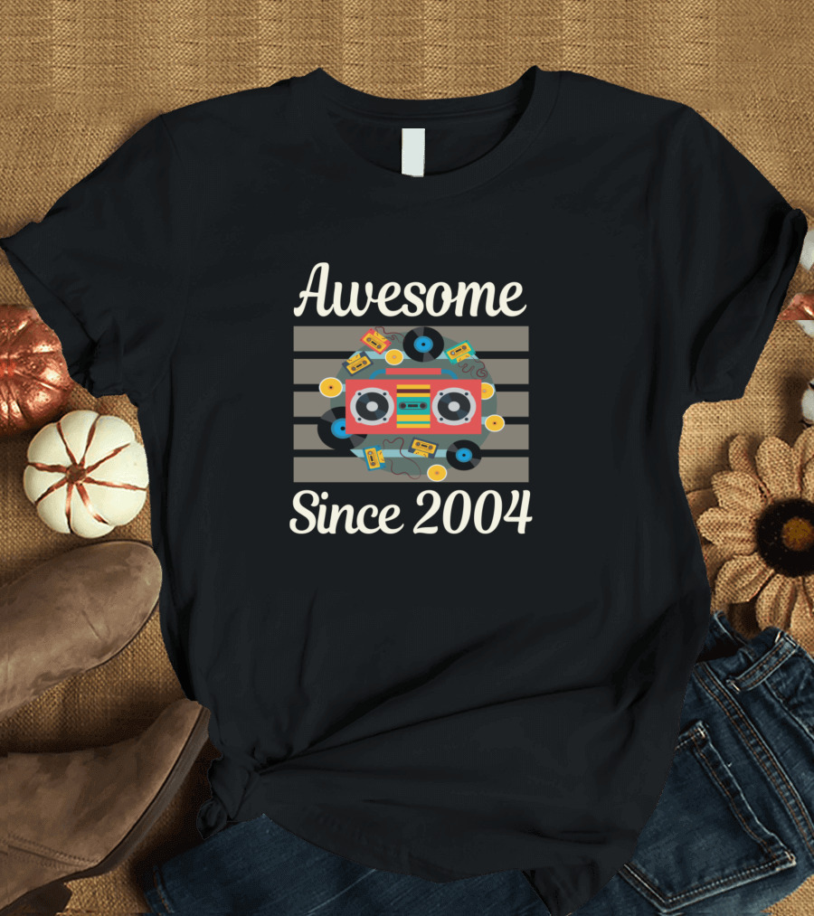 Awesome Since 2004 Vintage Radio Cassette Boombox T-Shirt