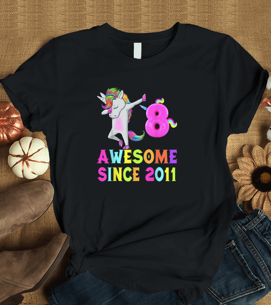 Awesome Since 2011 Unicorn Dab 8 T-Shirt