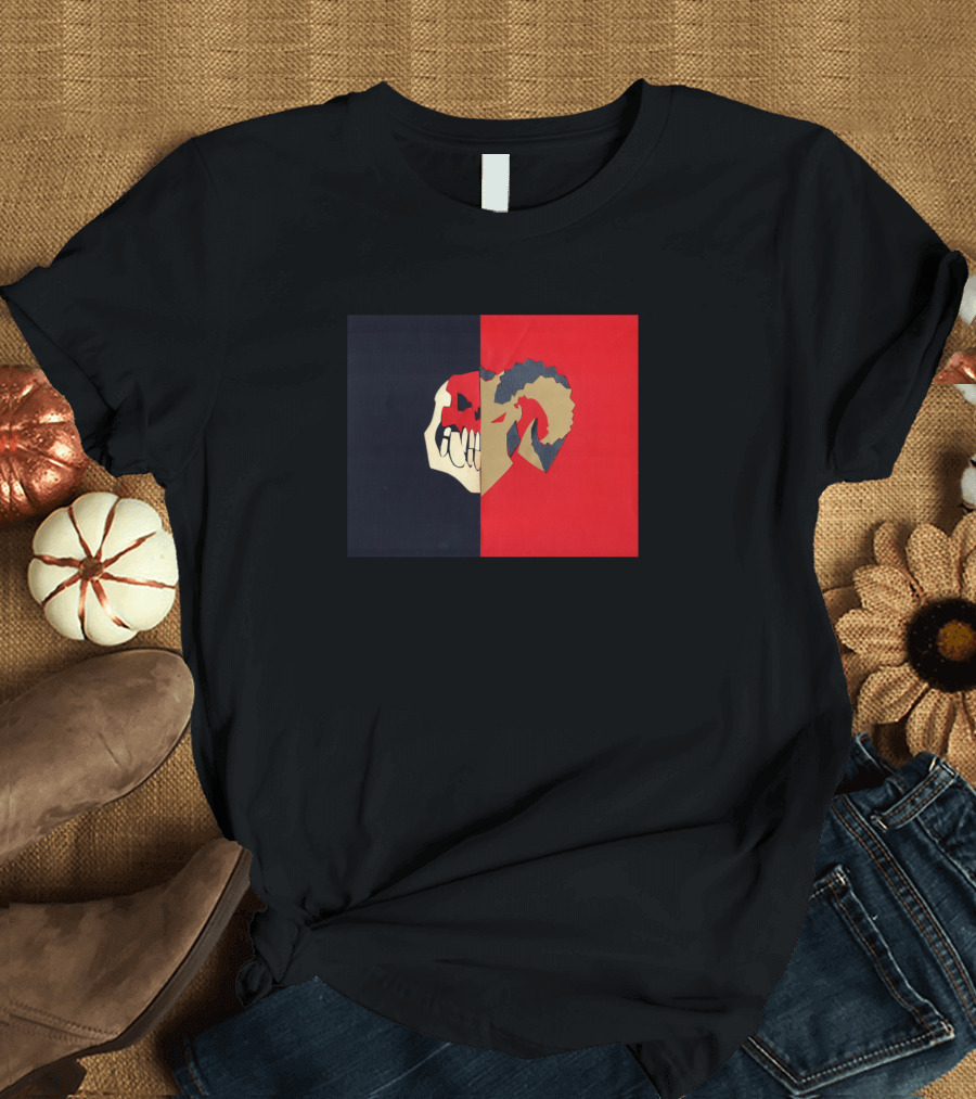 Bloodskull Half Black Half Red Mask T-Shirt