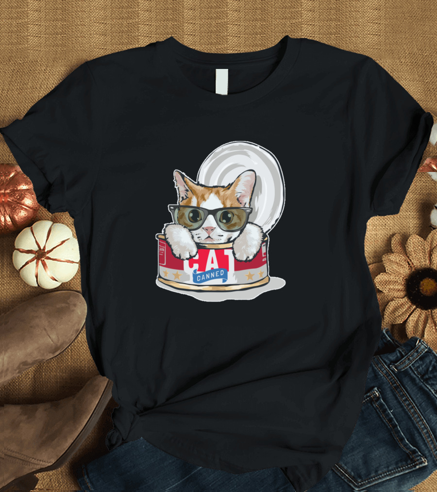 Cat Canned With Sunglasses In Tin T-Shirt