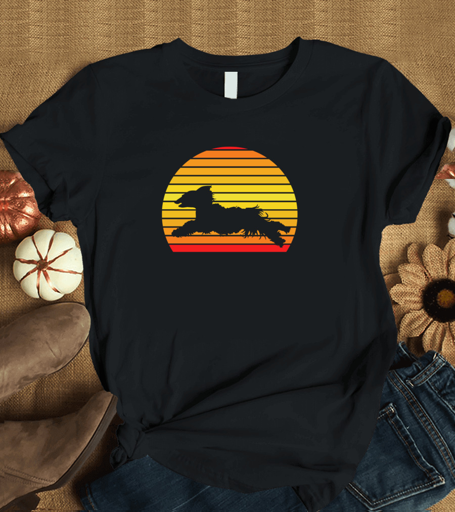 Coursing Afghan Hound Against Sunset Stripes T-Shirt