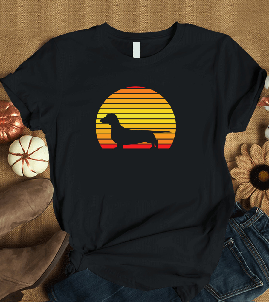 Dachshund Retro Sunset T-Shirt