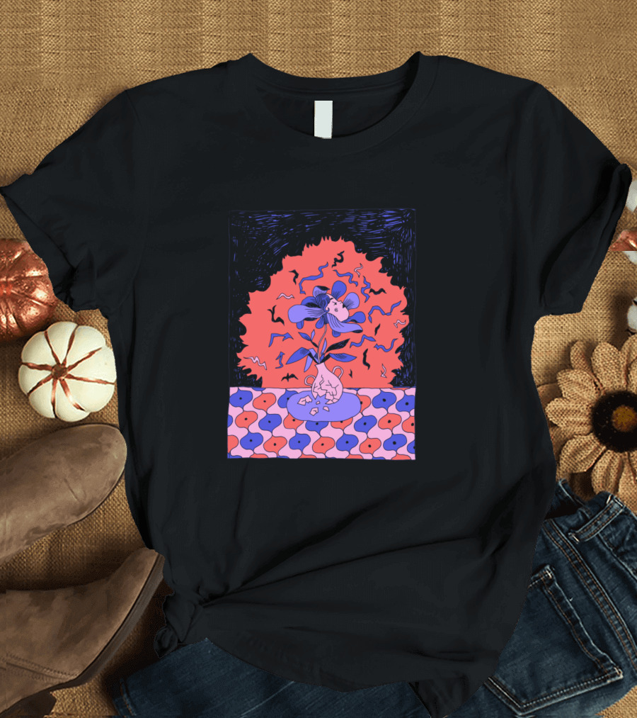 Le Vase Unique Botanical Surrealism with Bold Patterns and Colors T-Shirt