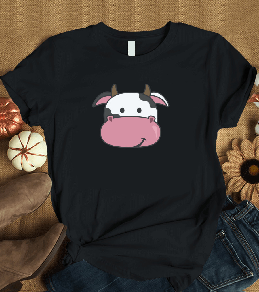 Moo Says The Cow Cute Cartoon Face T-Shirt