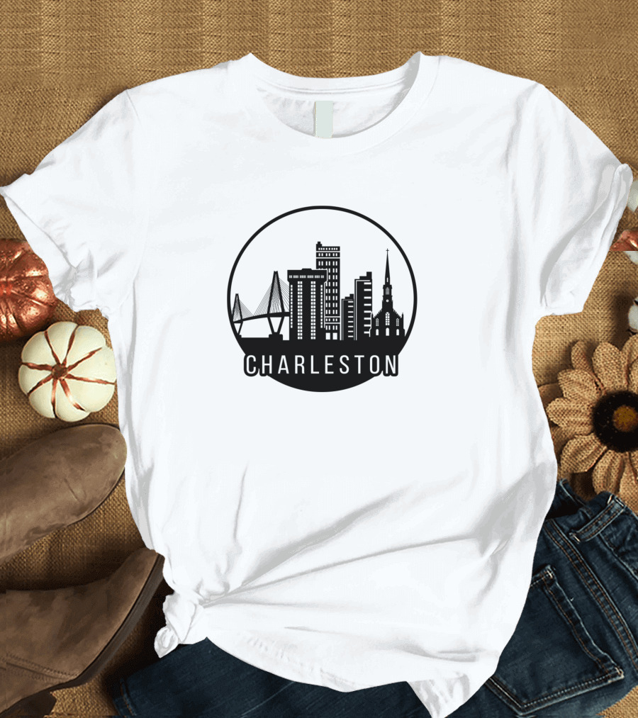 Charleston Skyline West Virginia Iconic Cityscape Blackout T-Shirt