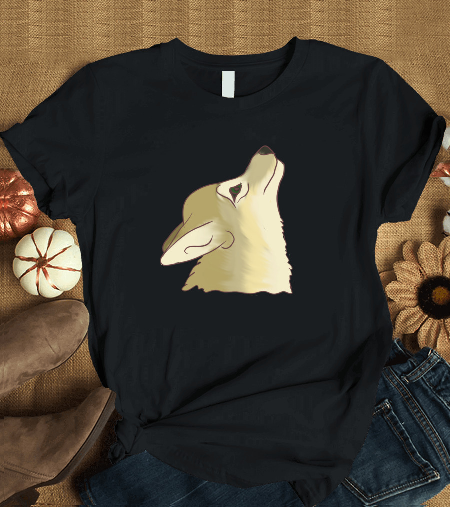 Coyote Howling Silhouette Facing Upward with a Subtle Smile T-Shirt