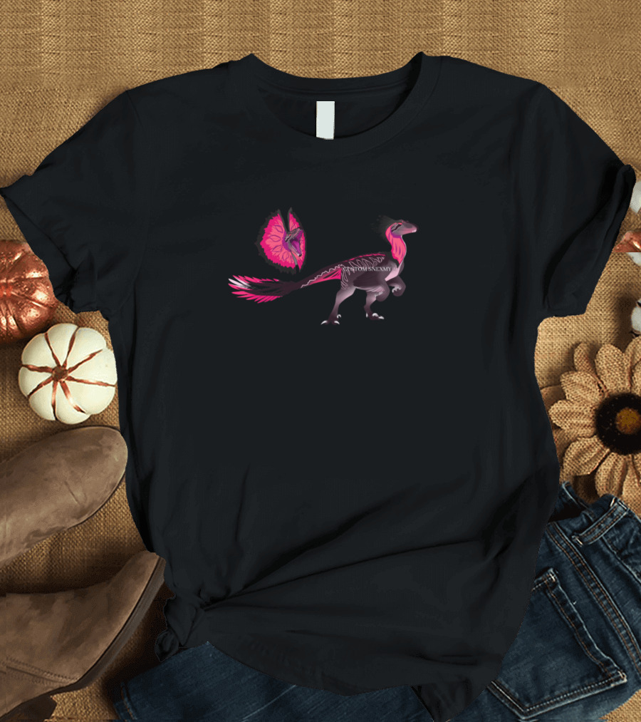 Custom Dinosaur Snexmy Pink Feather Detailing T-Shirt