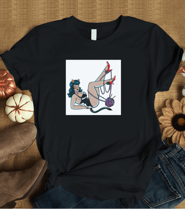 T-Shirt: Kitty Pinup Yarn Cat Ears T-Shirt Kitty Pinup Yarn Cat Ears T-Shirt
