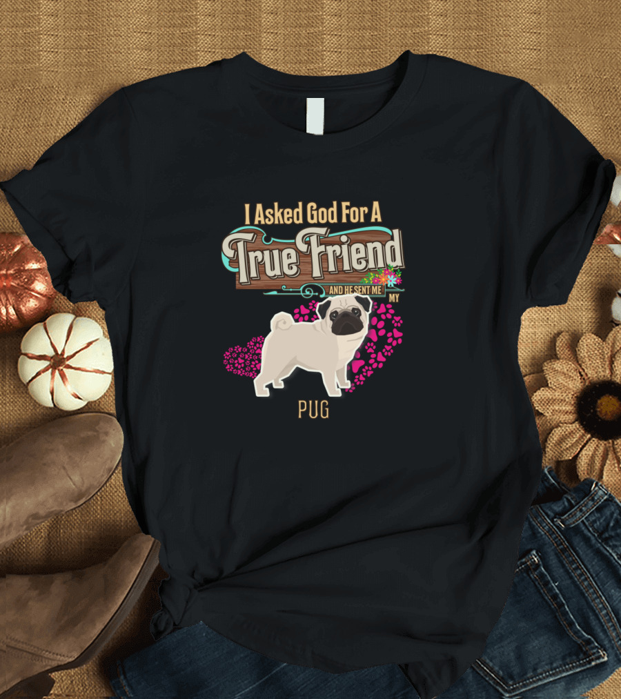 I Asked God For A True Friend And He Sent Me My Pug T-Shirt
