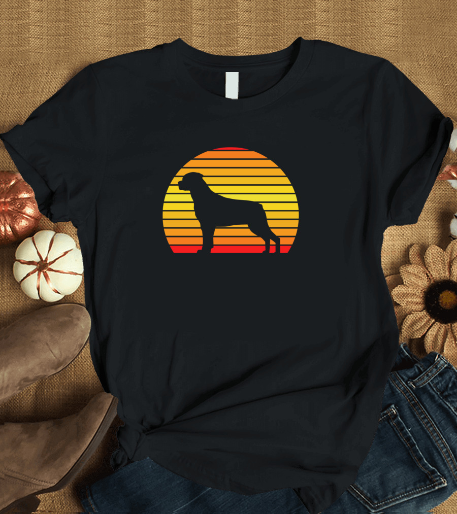 Rottweiler Sunset Silhouette Stripes T-Shirt