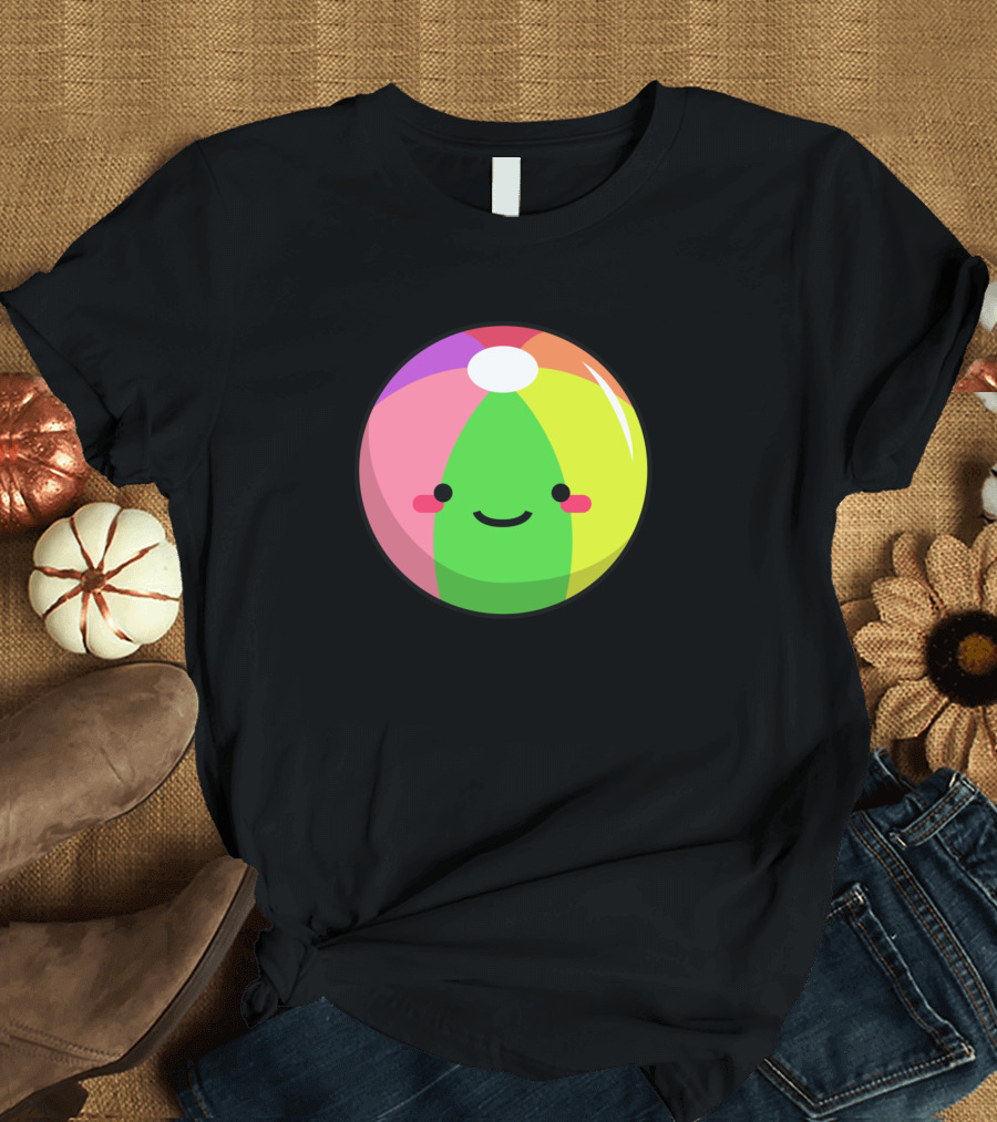 Summer Beach Ball with Cute Face T-Shirt