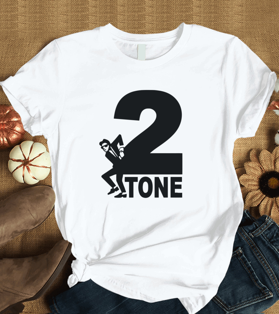 2 Tone Ska Music Style Icon with Dancing Suit Character T-Shirt
