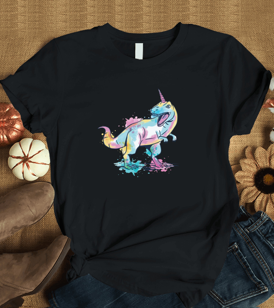 Watercolor Unicornasaurus Rex Creature Dinosaur Unicorn Hybrid T-Shirt