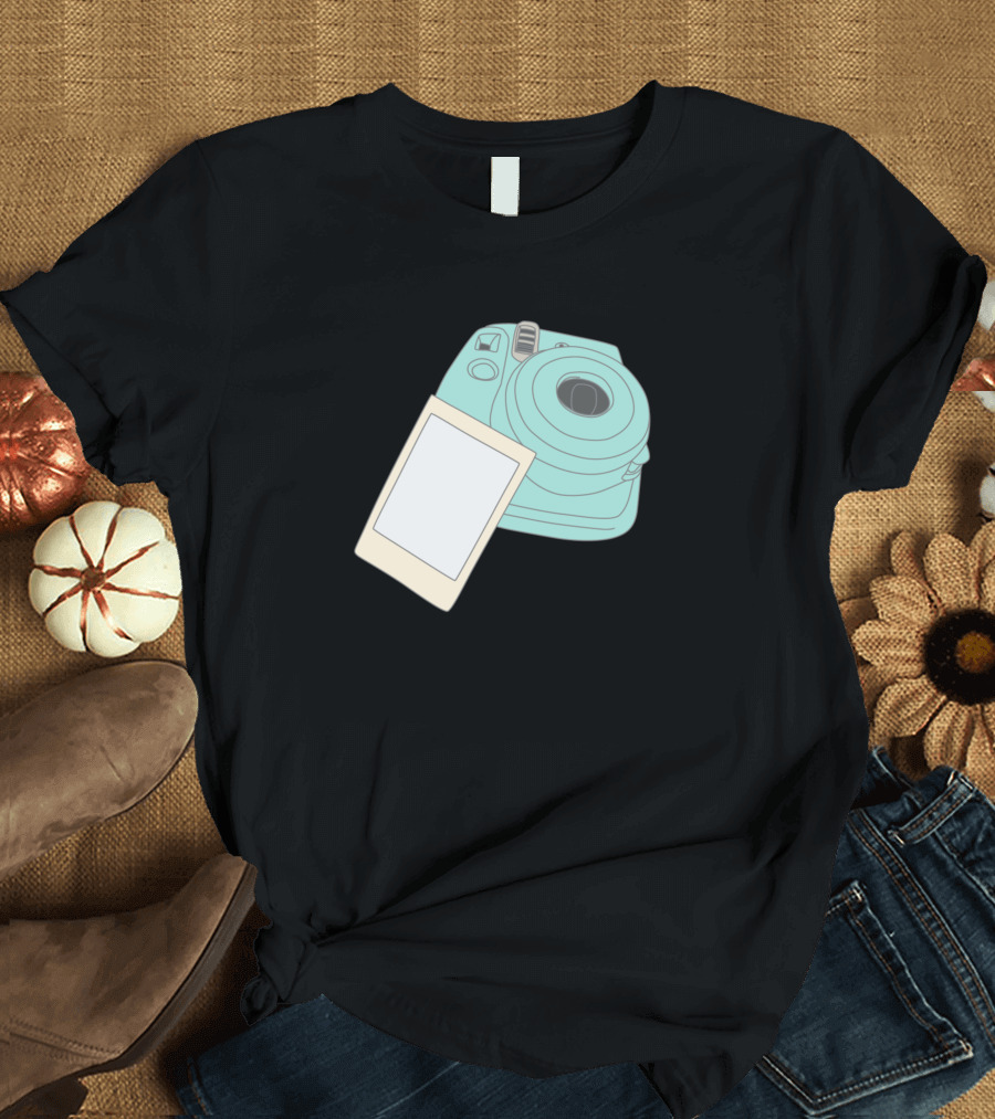 Instant Camera Light Blue Sketch T-Shirt