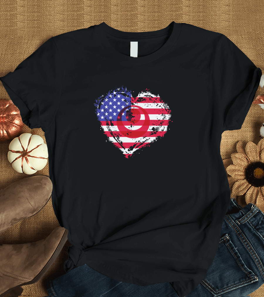 Okinawan American Heart Flag American Okinawan Half Okinawan T-Shirt