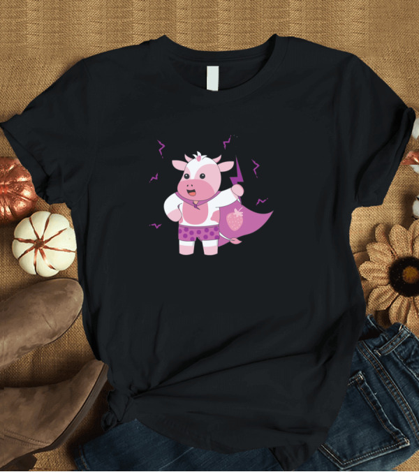 T-Shirt: Cows Strawberry Cow Costume291 Farming Superhero Cape T-Shirt Cows Strawberry Cow Costume291 Farming Superhero Cape T-Shirt