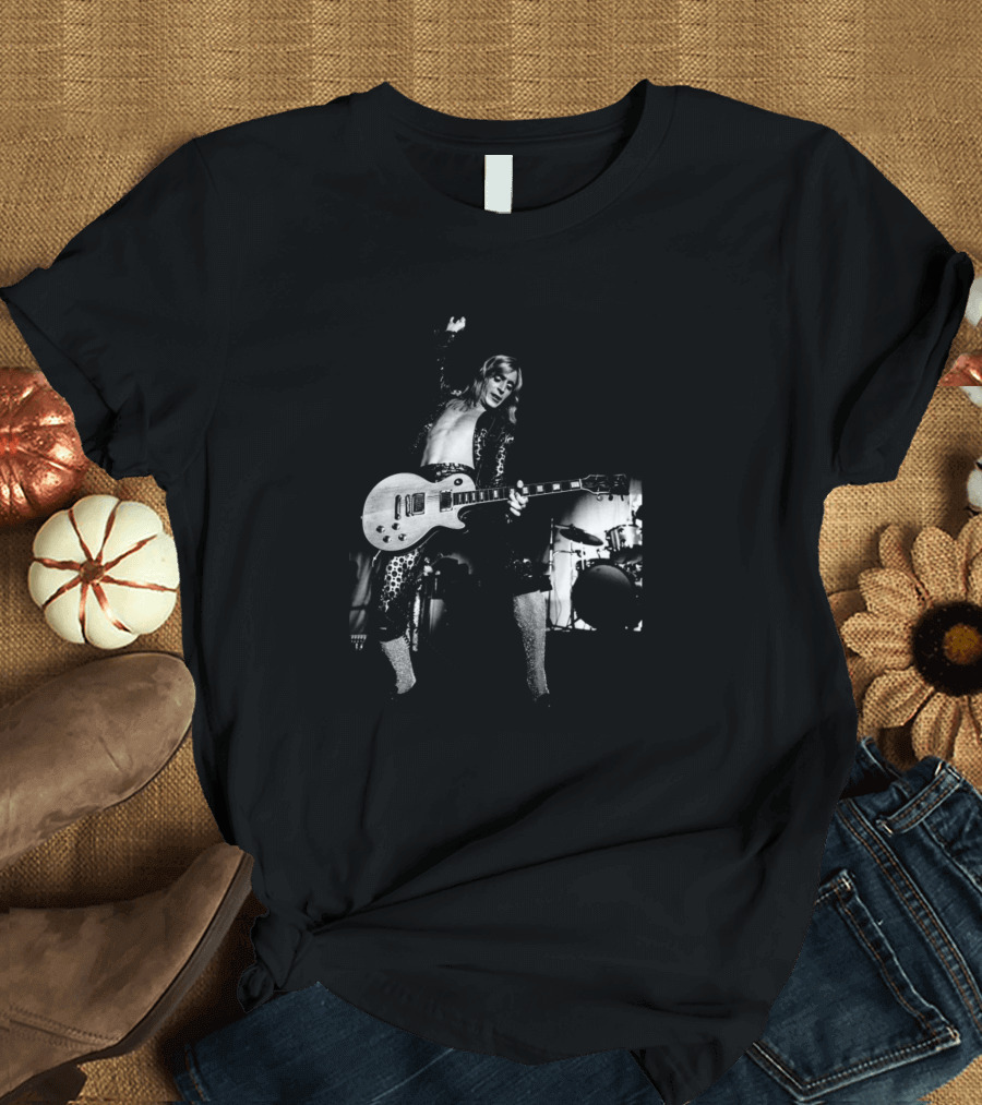 English Guitarist Mick Ronson Performing Live with Electric Guitar T-Shirt