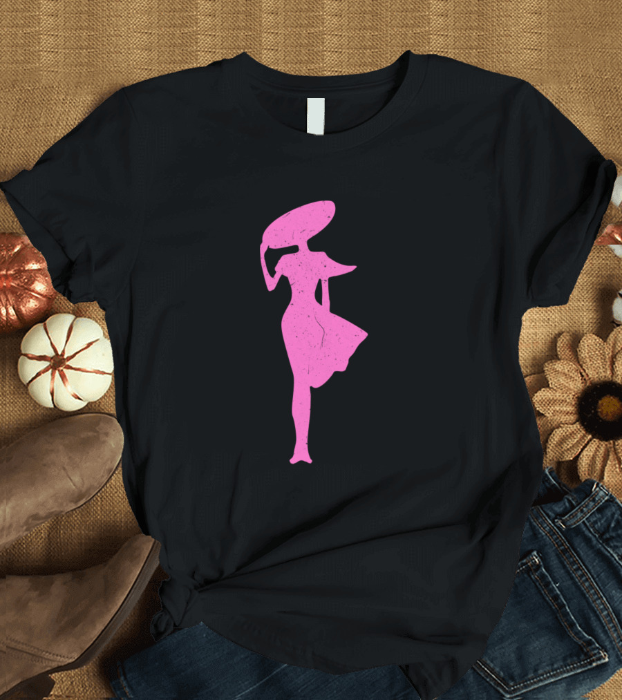 Lady In The Wind Pink Silhouette Fashion T-Shirt