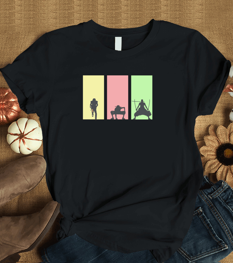 Minimalist One Piece Silhouette Trio Luffy Sanji Zoro T-Shirt