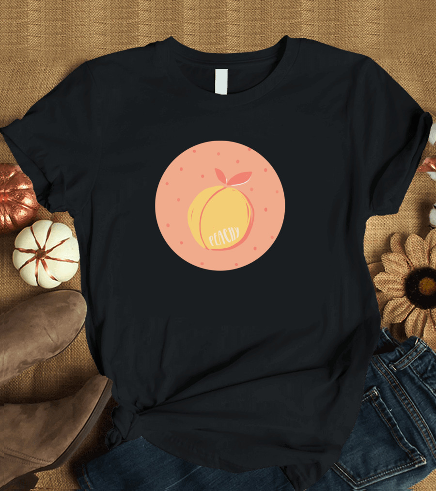 Peachy Peach on Polka Dot Circle T-Shirt