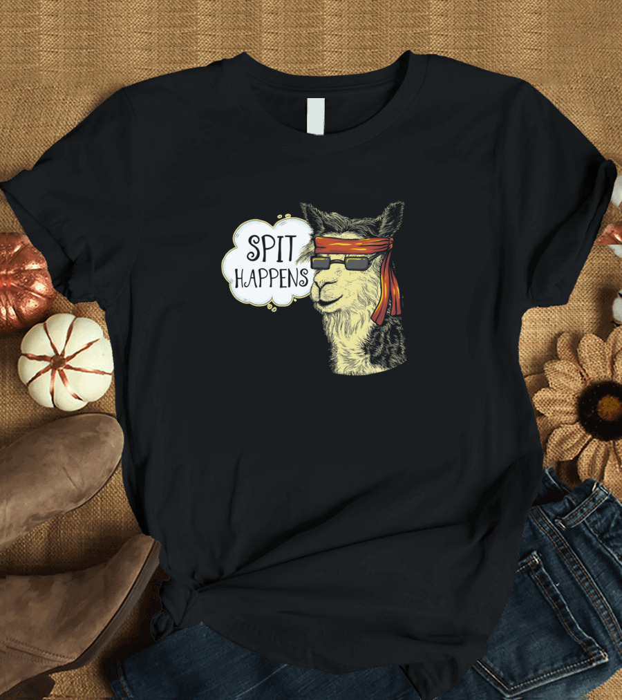Spit Happens Llama Funny Sunglasses Bandana T-Shirt