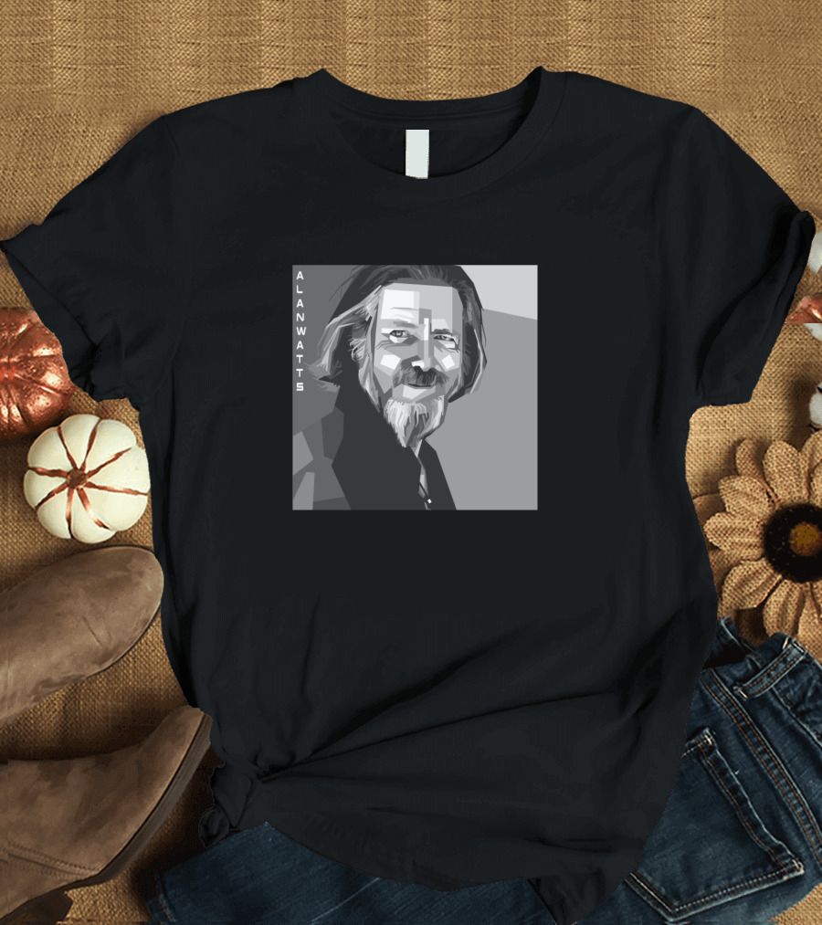 ALAN WATTS Black and White Geometric T-Shirt