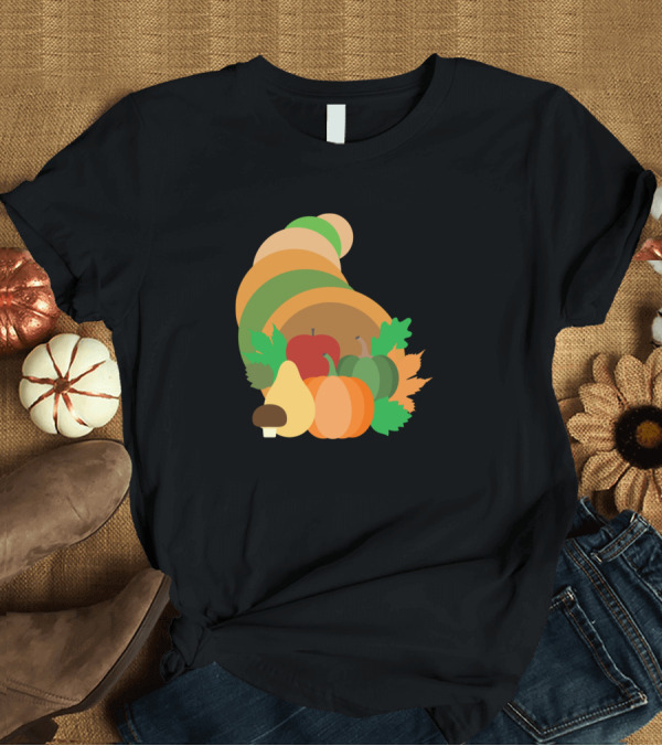 T-Shirt: Cornucopia Harvest Pumpkin Apple Fall Leaves Squash Mushroom T-Shirt Cornucopia Harvest Pumpkin Apple Fall Leaves Squash Mushroom T-Shirt