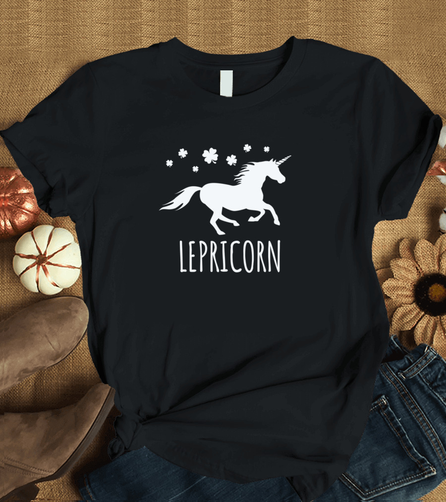 Lepricorn Irish Unicorn with Shamrocks T-Shirt