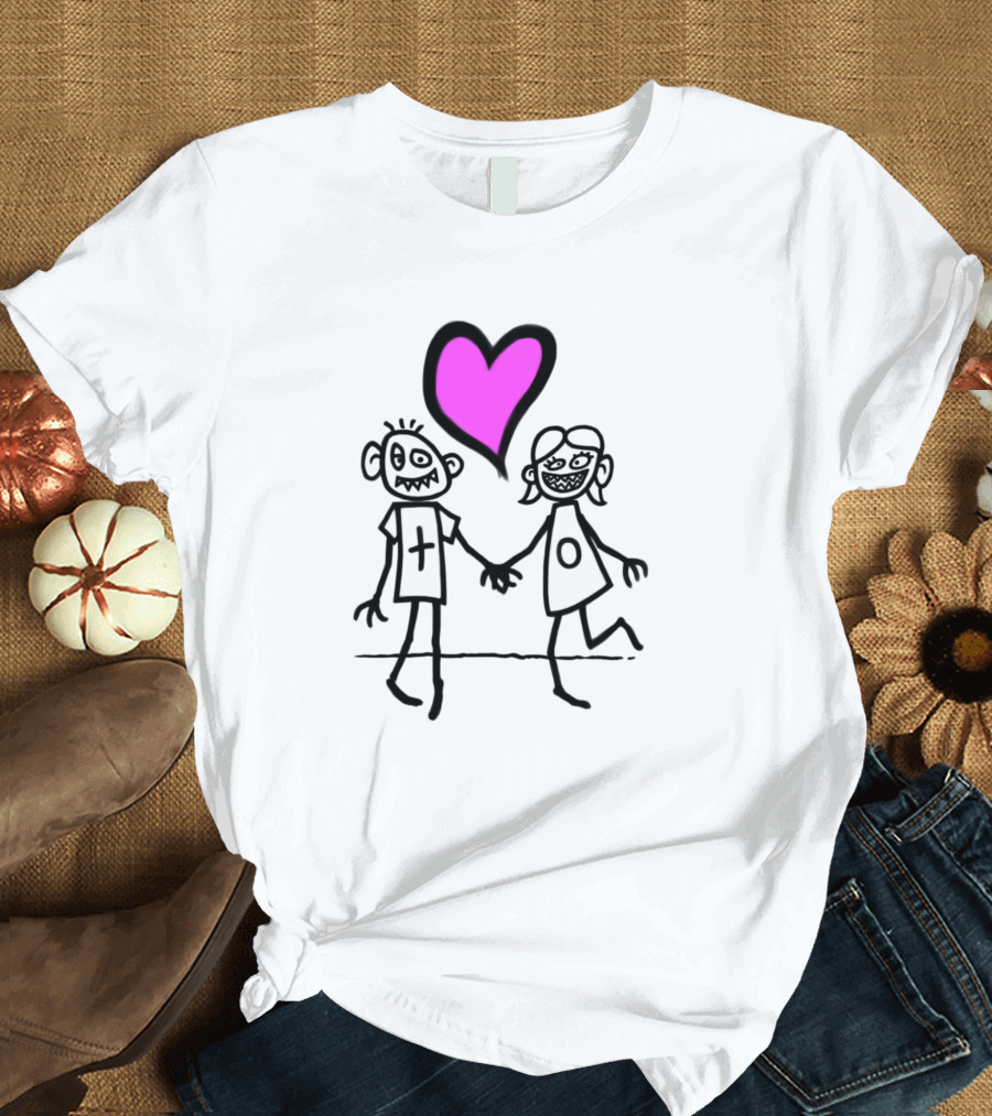 Lovers Heart with Quirky Couple Holding Hands T-Shirt