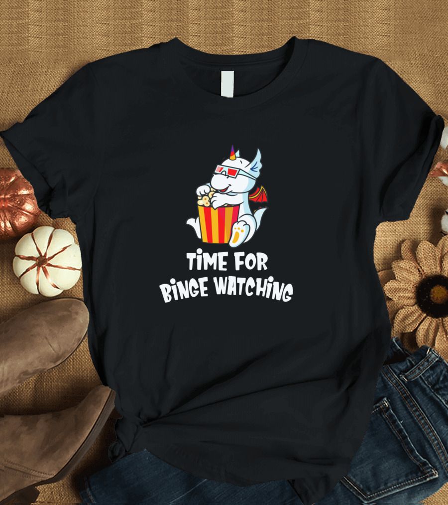 Time for Binge Watching Cute Dragon Cinema Movie Fan T-Shirt