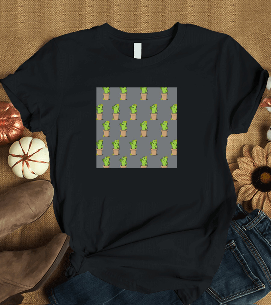 Happy Potted Cacti Vts2 Repeating T-Shirt