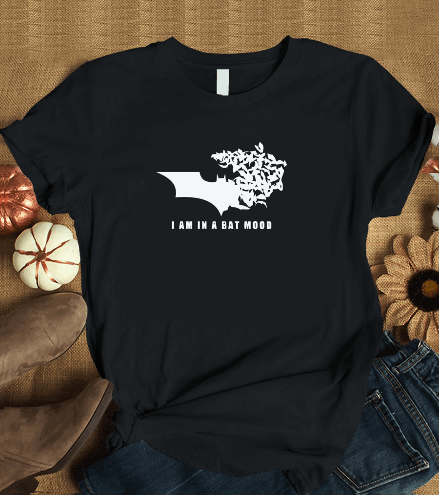 I Am In A Bat Mood Bat Silhouette With Flying Bats T-Shirt