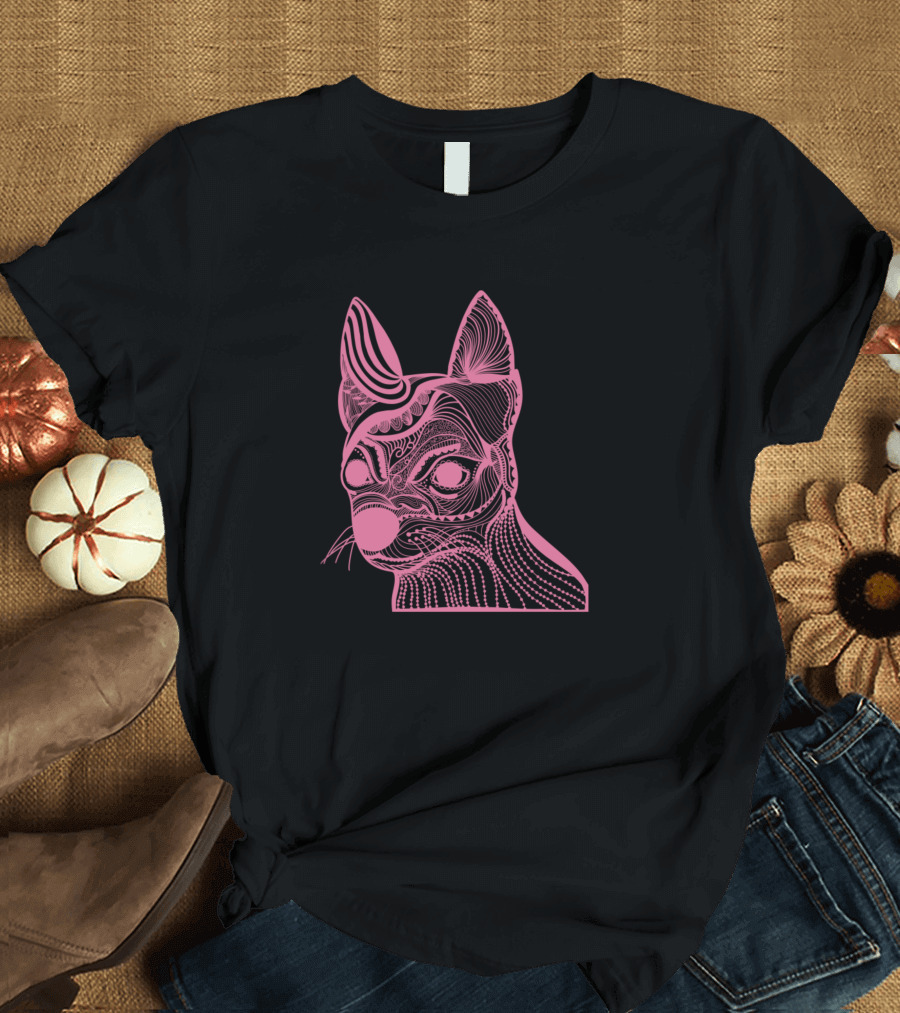 Pink Chihuahua Mandala Art Lines T-Shirt
