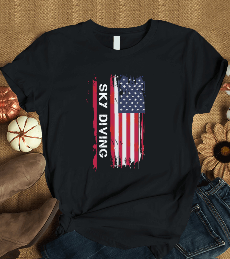 Sky Diving Grunge USA Flag T-Shirt