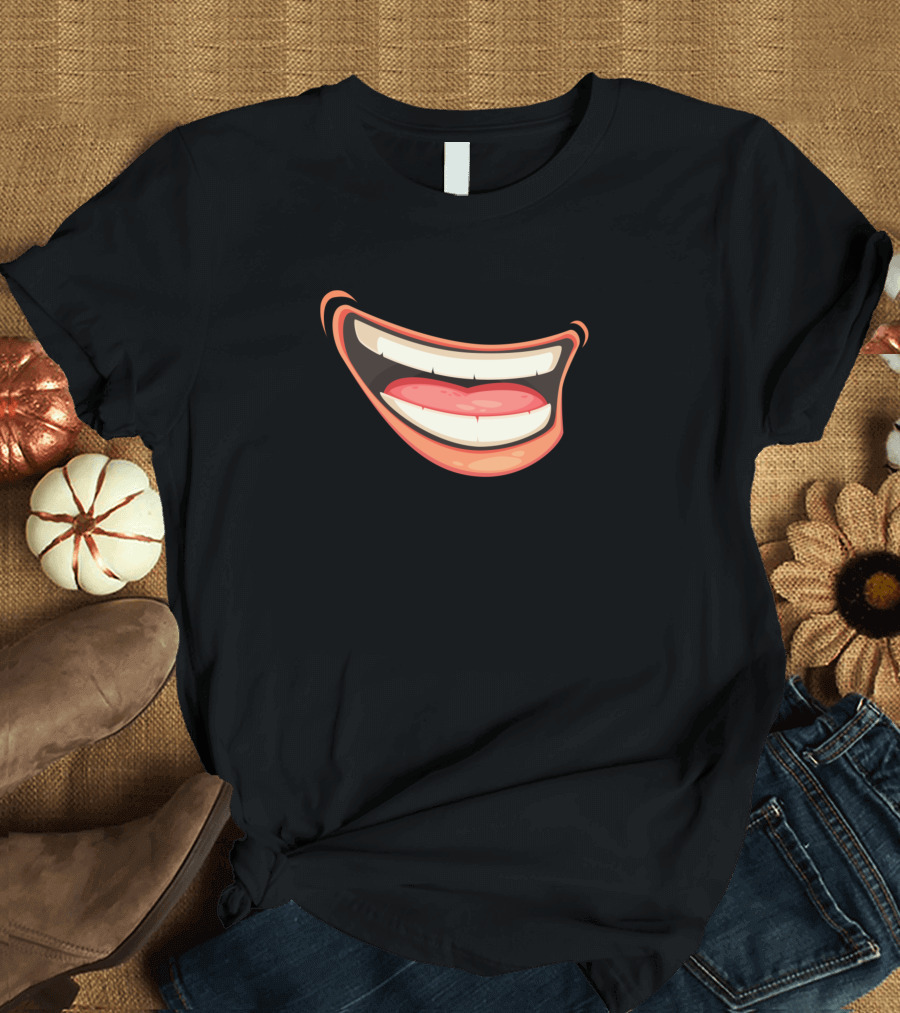 Funny Smile Mask Grinning Cartoon Mouth T-Shirt