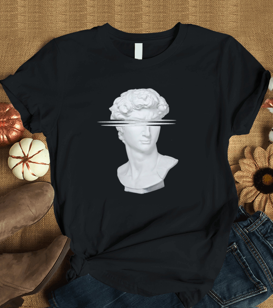 Sculpture Face Distorted David White Bust T-Shirt
