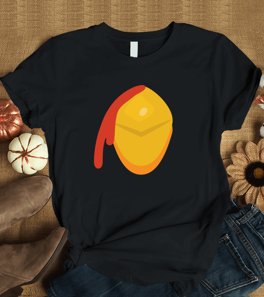 Turkey Mouth Golden Yellow Abstract Shape with Red Drip T-Shirt