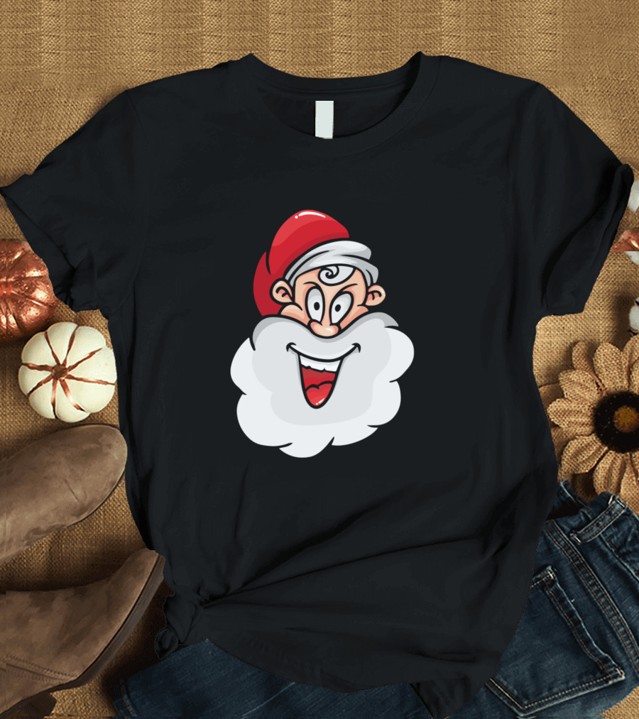 Santa Claus Cartoon Cheerful Christmas Smile T-Shirt