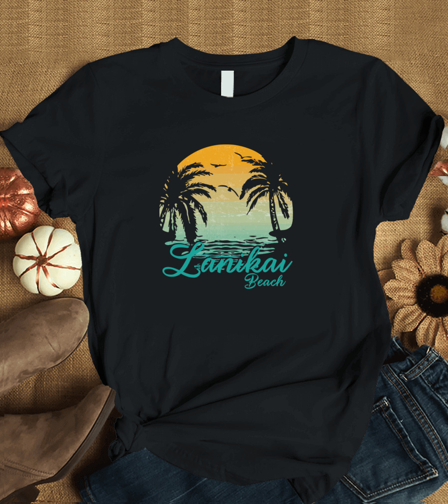 Lanikai Beach Palm Trees Sunset Ocean Scene T-Shirt