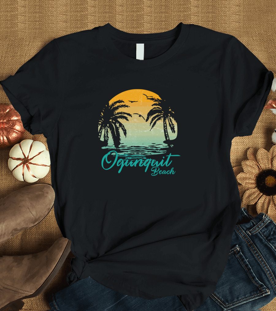 Ogunquit Beach Sunset Palms Ocean Scene T-Shirt