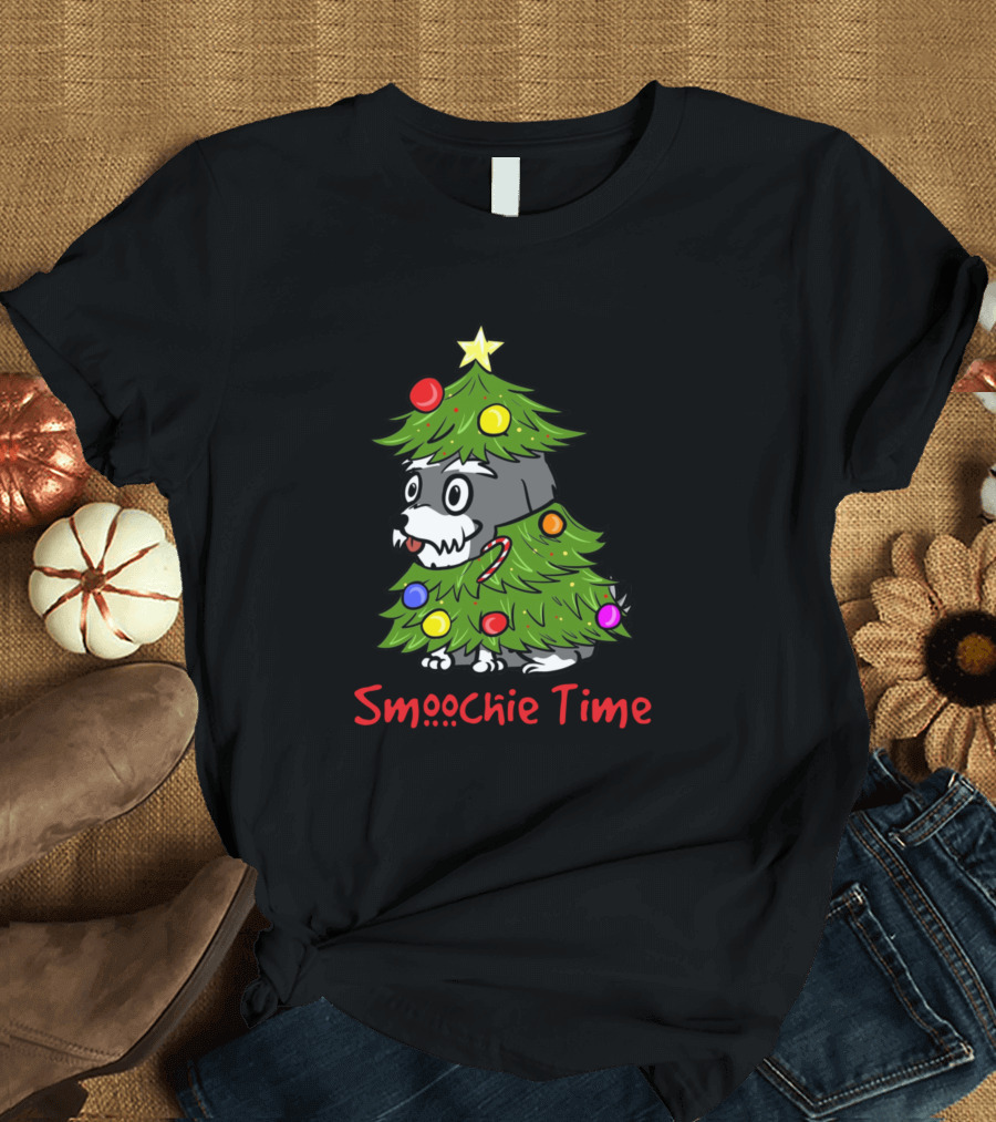 Schnauzers Smoochie Time Christmas Tree T-Shirt