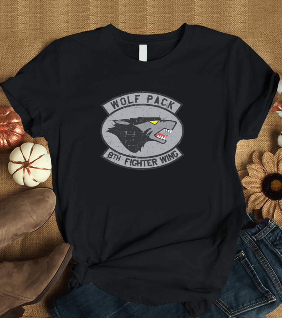 Wolf Pack 8th Fighter Wing Kunsan Air Base Republic Of Korea Grunge T-Shirt