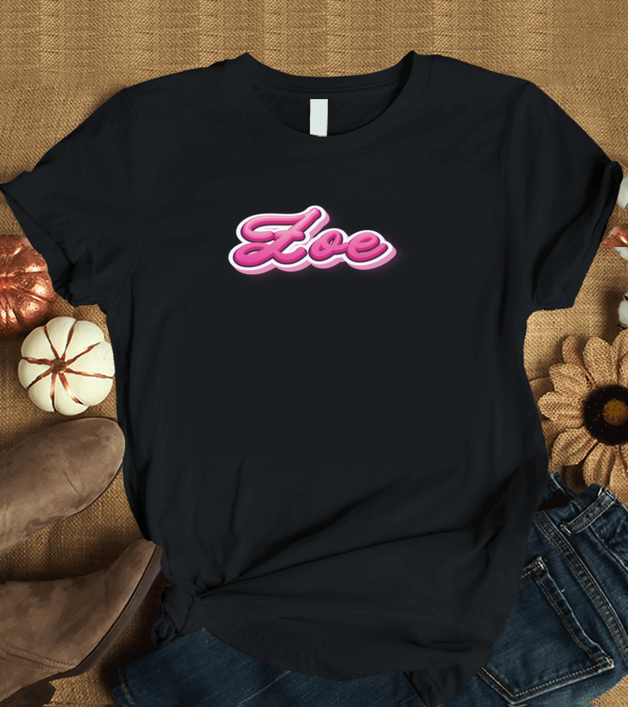 Zoe Name Bold Pink Cursive T-Shirt