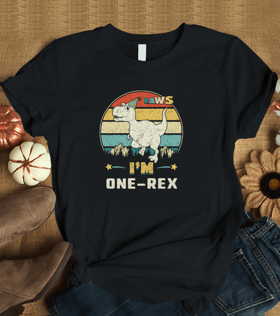 RAWS Dinosaur I'm One-Rex Birthday Boy T-Shirt
