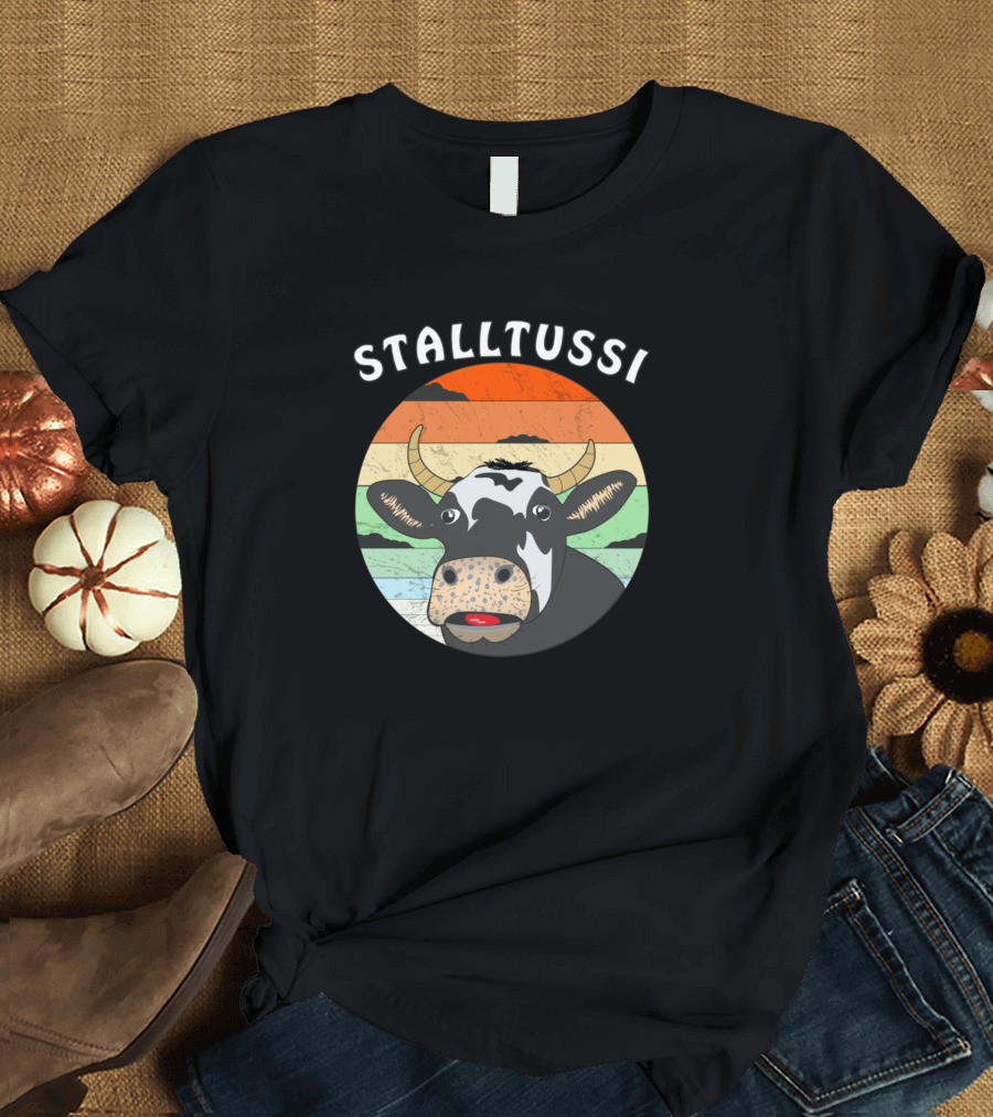 STALLTUSSI Retro Cow Sunset T-Shirt