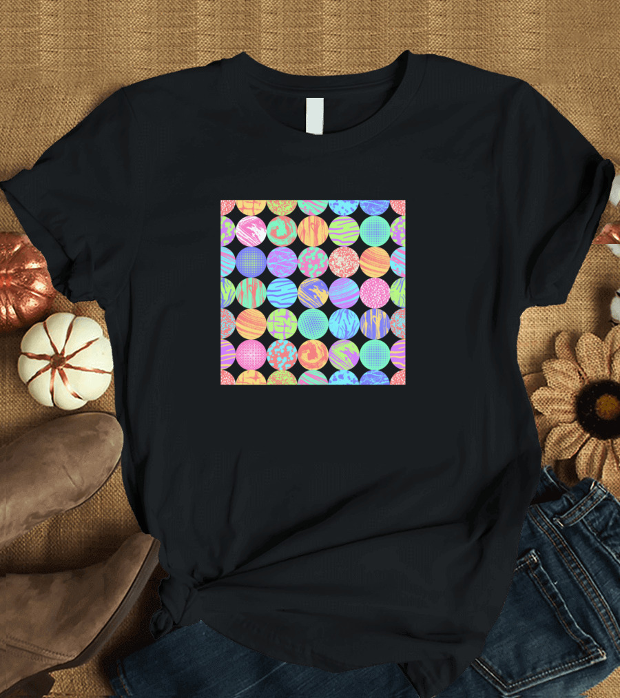 Watercolor Brush Strokes in Multicolor Geometric Circles T-Shirt