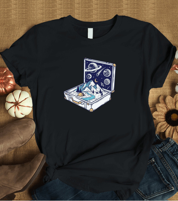 T-Shirt: Adventure With Old Suitcases Cosmic Mountain Journey T-Shirt Adventure With Old Suitcases Cosmic Mountain Journey T-Shirt