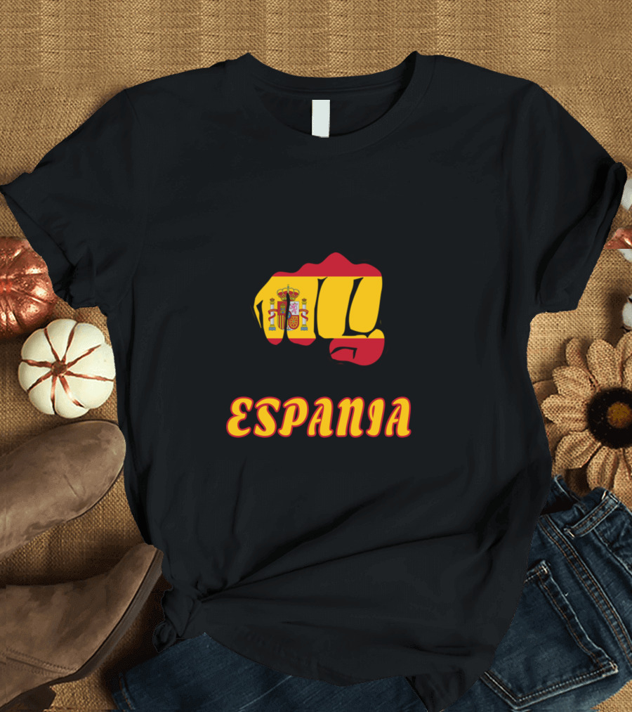 Fist with Spain National Flag Emblem and Espana Text T-Shirt