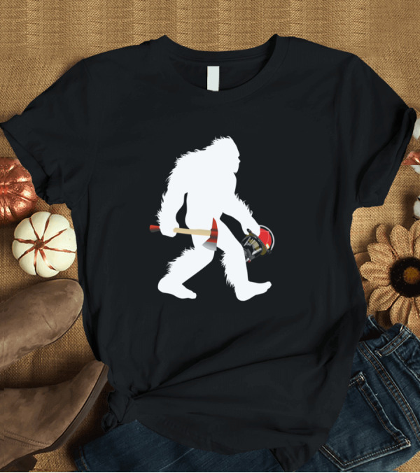 T-Shirt: Bigfoot Wildland Firefighter Woodland Sasquatch Axe and Helmet T-Shirt Bigfoot Wildland Firefighter Woodland Sasquatch Axe and Helmet T-Shirt
